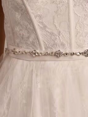 DB Studio Thin Crystal Triangle Sash with Organza Ribbons Style #S2099